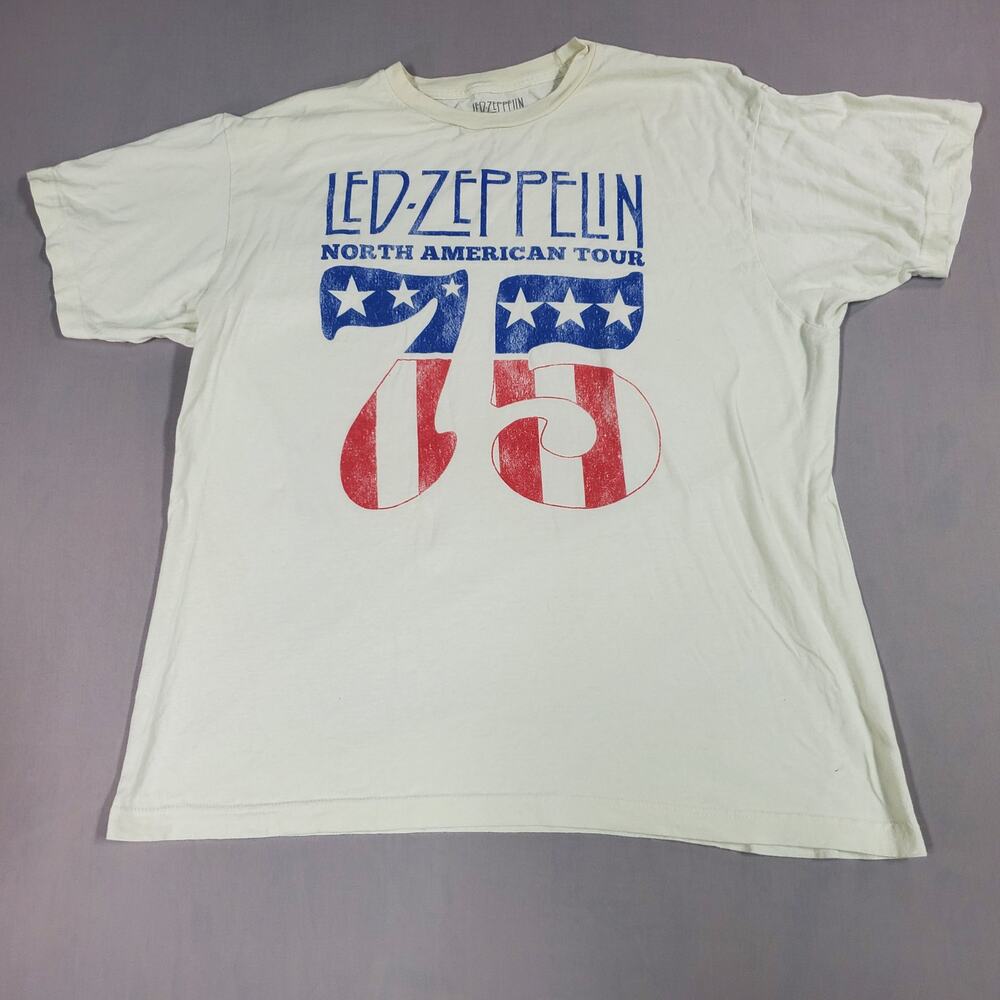 Led Zeppelin North American Tour 1975 T-Shirt Size XL Modern Print